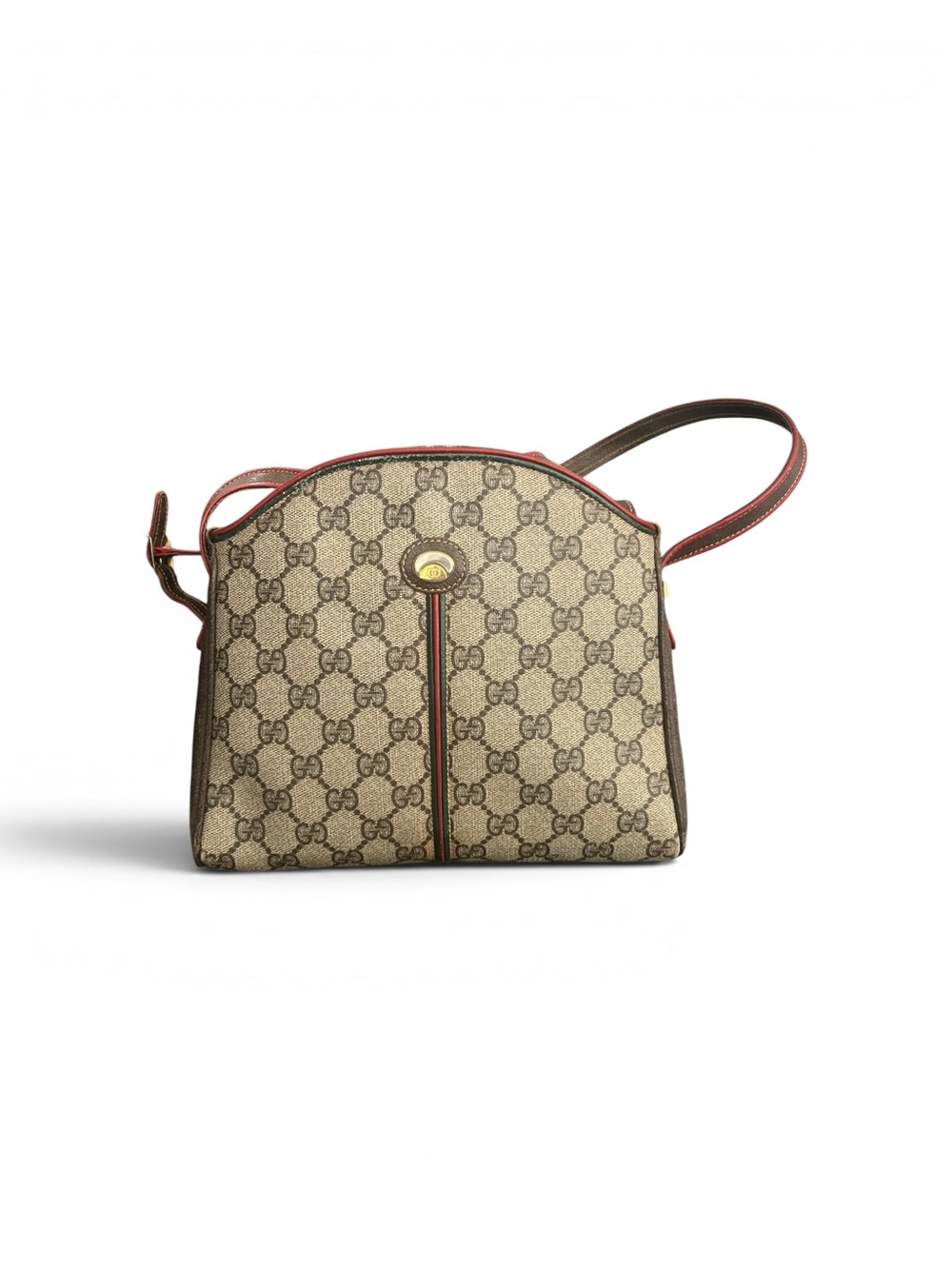 Gucci Monogram Crossbody Bag in Beige with Red Trim - Picture 3 of 17
